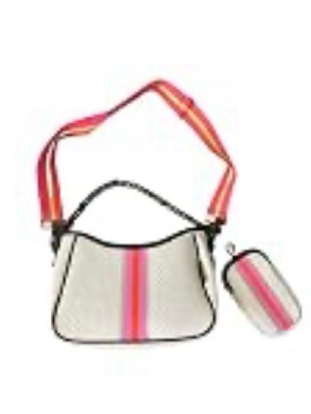 Dallas Hill Neoprene Shoulder Bag with Pink Stripe and Adjustable Strap